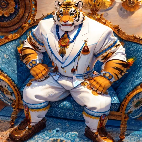 Cartoon,(disney),anime character with tiger, tiger_beast, Firmware version,high resolution committee,((tiger)), gigachad muscular, only,anthropomorphic tiger, muscular character, Kushat Konzi, super detailed!!, beefy, body committee, Full body details are ...