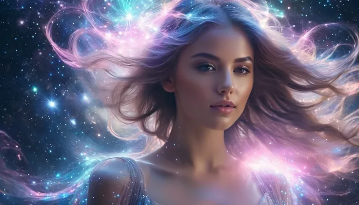 "Beautiful ethereal young woman with flowing hair, standing amidst a swirling cosmic nebula, magical sparks and stardust surrounding her, dreamy and enchanting atmosphere, high detail, photorealistic quality"

fantasy
portrait
space
magic
"Delicate young f...