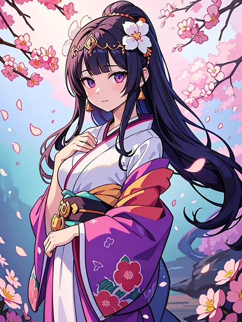 Arabian woman in kimono with flowers on her head, Beautiful digital artwork, Beautiful digital illustrations, Beautiful digital painting, Gorgeous digital painting, Gweiz-style artwork, Photorealistic anime girl rendering, Smooth anime CG art, Beautiful di...