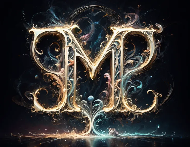 a beautiful large letter m in the art nouveau style surrounded by plots of ancient greek mythology, ancient greek statues and sc...