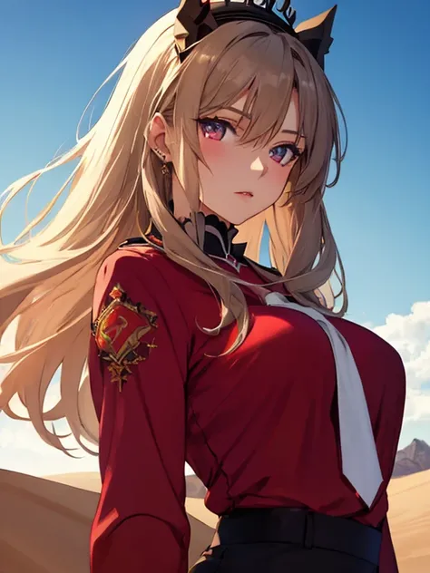 desert, Queen, princess, crown, Queen,  (masterpiece), highest quality, Tohsaka Rin, 1girl, uhd, retina, masterpiece, ccurate, anatomically correct, textured skin, super detail, high details, high quality, best quality, highres, 4K