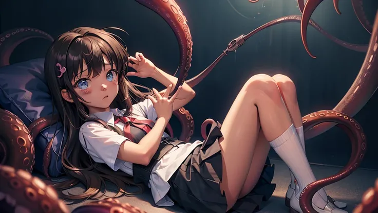 最high quality、high quality、８Year、Cute elementary school student、Dark corridor、Cute Dresses、Skirt lining、Translucent slip、Late Night School、Attacked by tentacles、Tentacles wrap around my legs、Captured by tentacles、cry、Tentacles in the skirt、There is no esca...