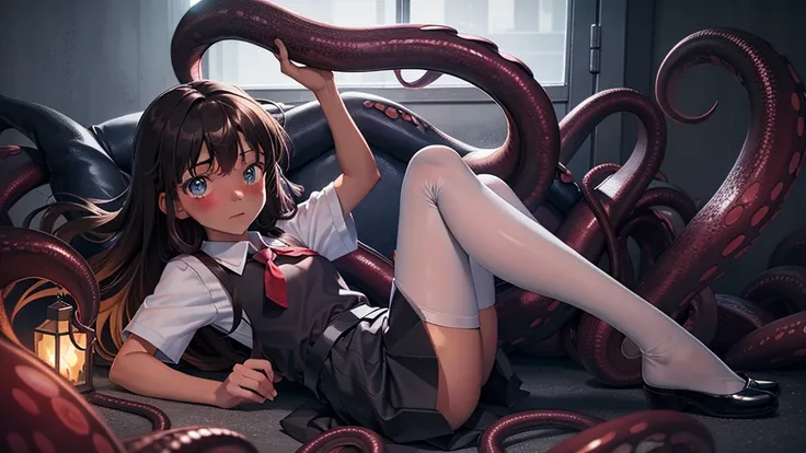 最high quality、high quality、８Year、Cute elementary school student、Dark corridor、Cute Dresses、Skirt lining、Translucent slip、Late Night School、Attacked by tentacles、Tentacles wrap around my legs、Captured by tentacles、cry、Tentacles in the skirt、There is no esca...