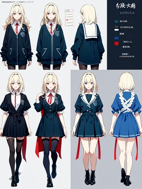 sketch (Character design sheet, same characters, whole body, Three-View, front, ~ ~ ~ side, return),(Very bright:1.1), White Background, [1 Girl:7], (Tilt your head:1.2), ([sketch|watercolor (Moderate)]:1.15),Chaotic Abstractな背景, Vector Trace, Gradient Ble...