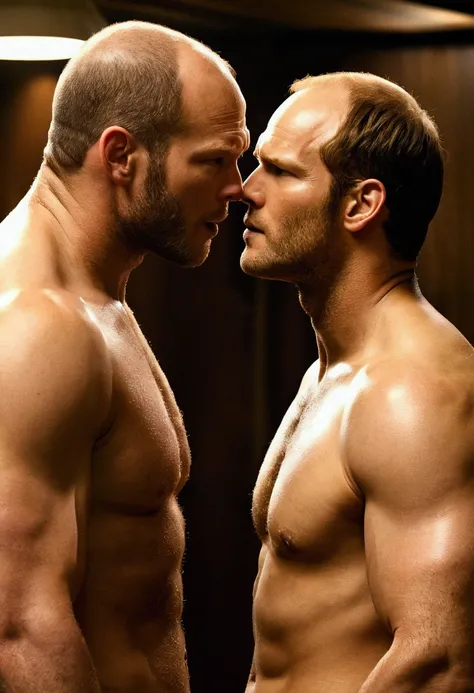 With naked Chris Pratt、Naked Jason Statham kissing