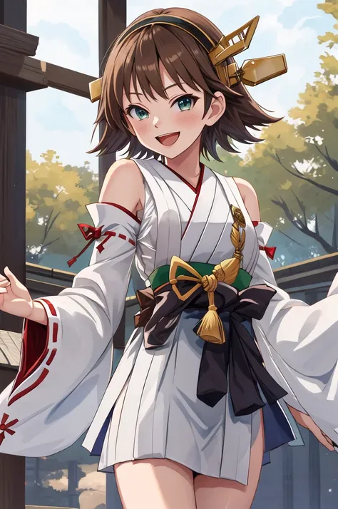 highest quality, masterpiece, high resolution, 一人in, {hiei_fleet collection:1.15}, brown_hair, short_hair, hairband, headgear, n...