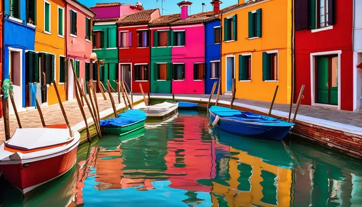 burano city, vivid colors, Morandi color matching style, rich in architectural details, ultra detailed, Ultra HD, 8K, (masterpiece), (ultra detailed)