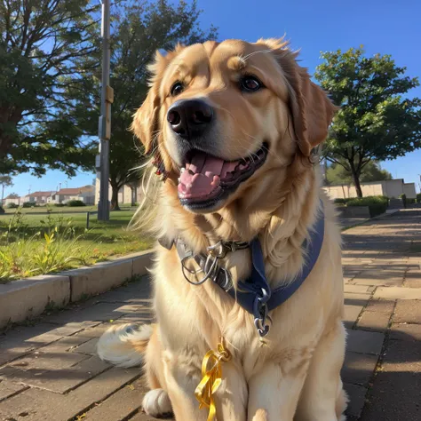 golden retriever dog sitting in a square