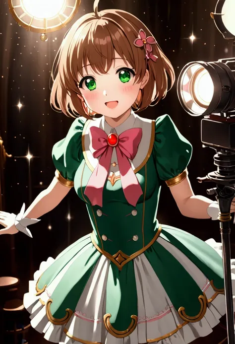 ((greatest masterpiece, ultimate quality, ultra-detailed, movie lighting, perfectly sensual:1.5, pov:1.5, 🔞:1.5)), 1girl, super fine illustration,extremely delicate and beautiful, 8K, Sakura Kinomoto(Cardcaptor Sakura), chestnut brown hair, short hair, eme...