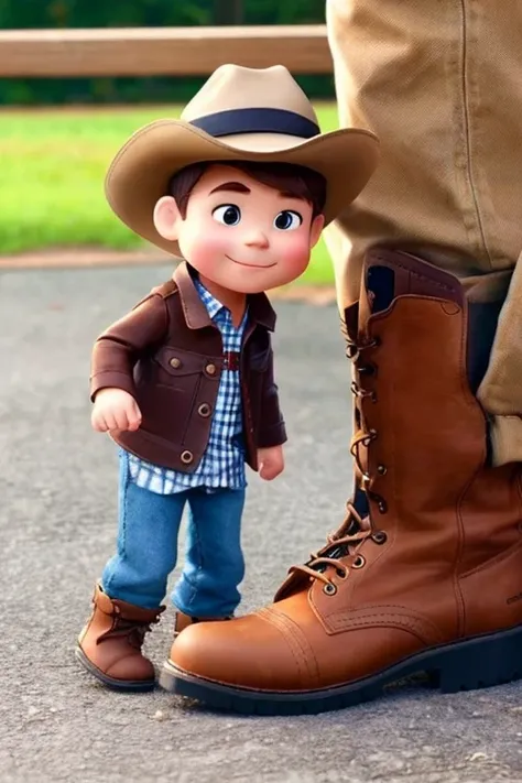 {homen} playfully cartoon style, with hat, Boot, country man style country clothes