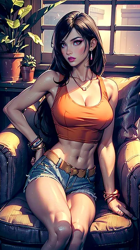 ((1girl, solo ,alone)), ((solo, 1woman, (tifa lockhart, final fantasy vii remake, *see description and examples*,black hair, lon...