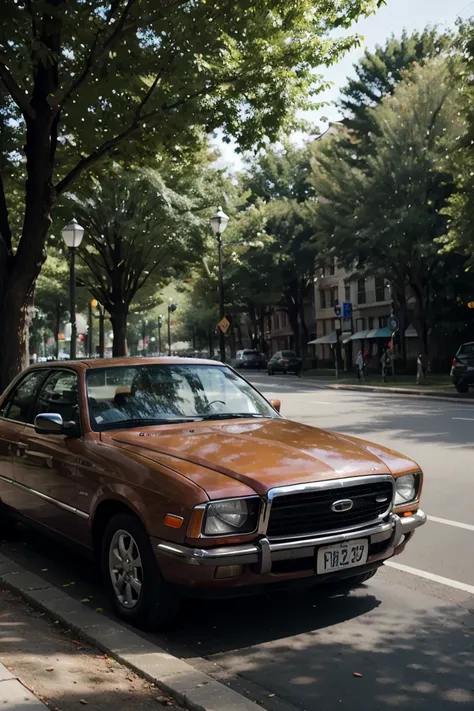 Car parked next to a park 