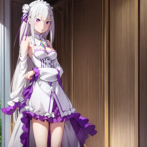 emilia-re:zero,nsfw ,show off niples, breasts out, show off pussy,