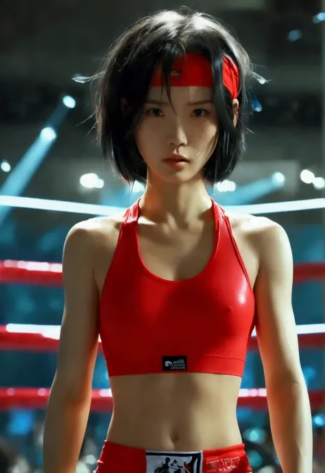 (masterpiece), best quality, expressive eyes, perfect face, Thailand MMA girl, killer, tanned, (masterpiece), best quality, expressive eyes, perfect face, 1girl, beautiful face, Beauty of beauty, (shinny skin, bob cut with movement), black eyes, eyebrows, ...