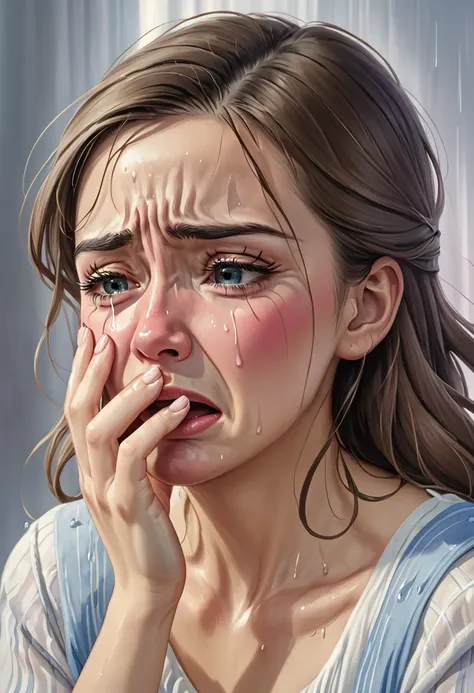 a woman crying