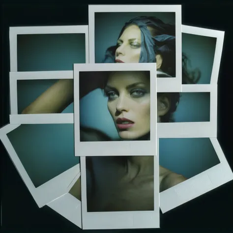 poluzzle of a supermodel, polaroid photos by steven klein