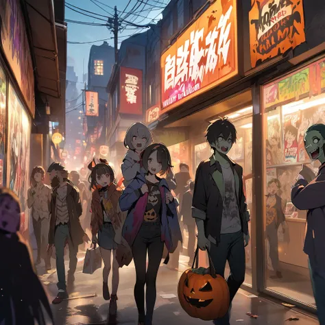 HALLOWEEN, poster, boys and girls, manga, zombies