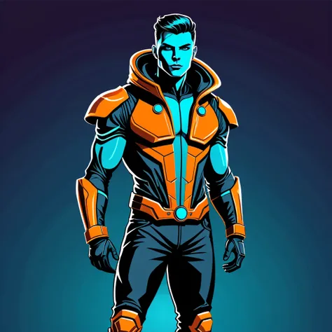 man in outfit from another planet, vector graphics, strong contours
