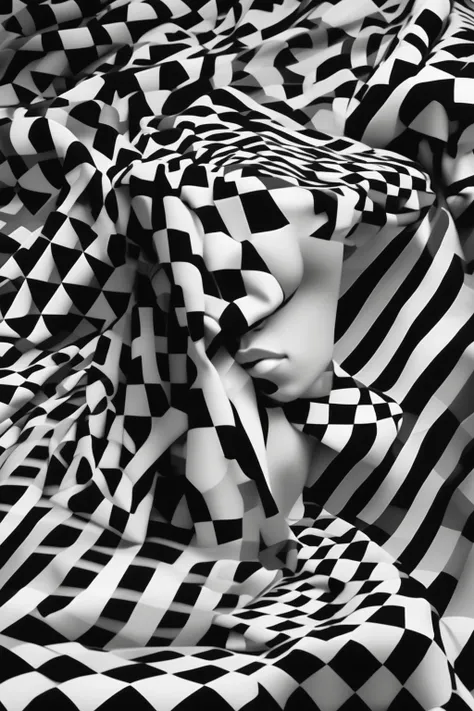 Op Art - Step into the world of Op Art Fashion, where brocade and chintz fabrics come alive with pixelated plaid designs. Get ready to be mesmerized by optical illusions and swirling parabolic shapes that create a sense of mesmerizing movement. This compos...