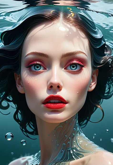 biomechanical details, high fidelity face, maybelline, elegant, brief encounter in a lake, mist, distraction, cinematic composition, cinematic dramatic atmosphere, detailed, details, digital art, highly detailed, illustration, intricate, new baroque, octan...