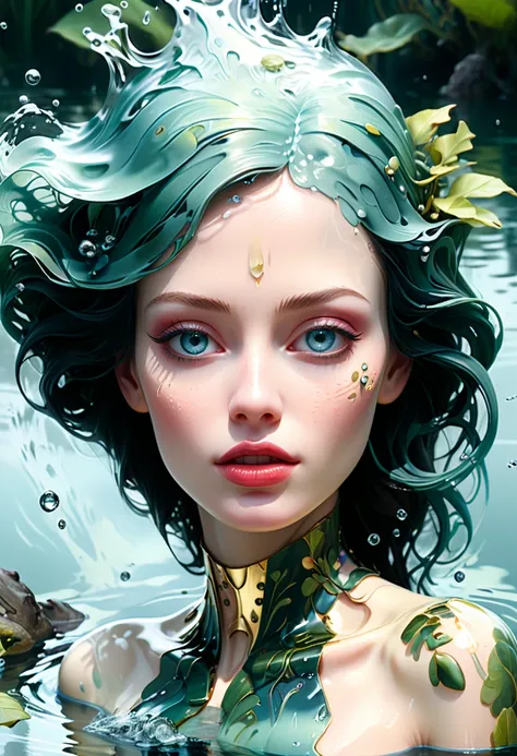 biomechanical details, high fidelity face, maybelline, elegant, brief encounter in a lake, mist, distraction, cinematic composition, cinematic dramatic atmosphere, detailed, details, digital art, highly detailed, illustration, intricate, new baroque, octan...