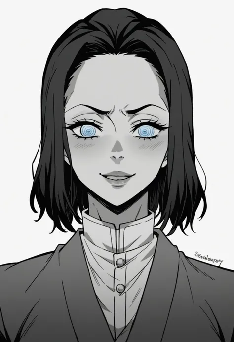 The Universe is Kimetsu no Yaiba but the features and style are from Cartoon, possessing an exaggerated but realistic style, exaggerated but realistic physiognomy, extremely thin chin tip, small, realistic eyes, dashes of thick black lines, humanized lips,...