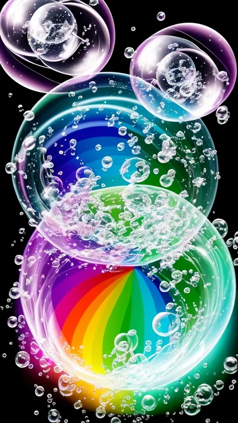 bubbles floating in a pool of water with a black background, lots of bubbles, ethereal bubbles, floating bubbles, bubbles everywhere, iridescent soapy bubbles, soap bubbles, bubbles, underwater bubbles, water bubbles, foamy bubbles, ethereal rainbow bubble...