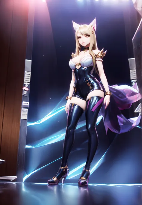 ((full body photo, standing, feet on the ground)) kda_ahri, sitting, (acclaimed, seductive, captivating, exciting, wonderful, im...