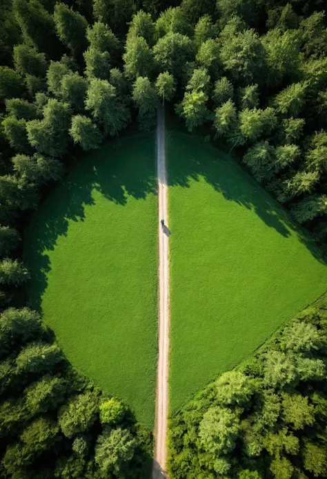 The art of dot painting：Flat Wind，Green，Top view，Aerial Photography，forest，The Trail，1 People silhouette