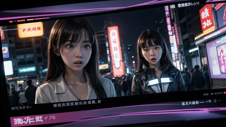 Complex pattern forming on a main screen, showing connections between unexplained incidents in Neo-Tokyo, with a shocked Zoe watching