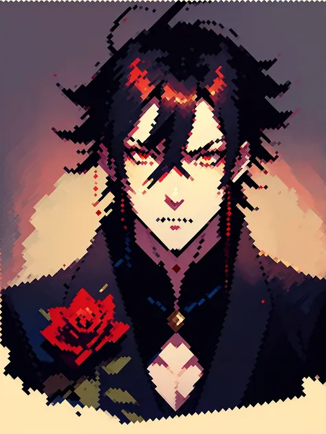 (arte de pixel_1.1) anime - style image of a man in a black jacket, handsome guy in demon slayer art, anime lush john 8k woods, ...