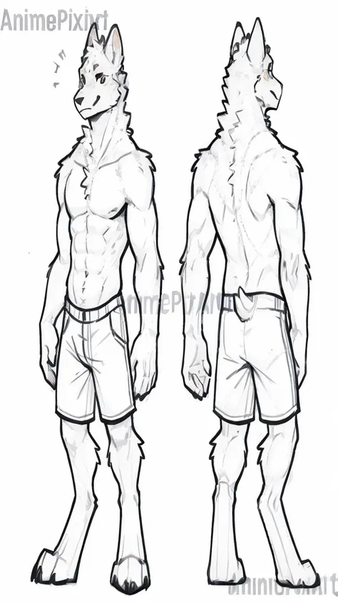 Adult man, eyes, furry, spongy, anthropomorphic, light brown-white, leon, reference sheet, whole body , Detailed Features, thick tail and deallalsda, Sharp teeth, realistic skin texture, half: digital illustration, front view and rear view, high resolution...