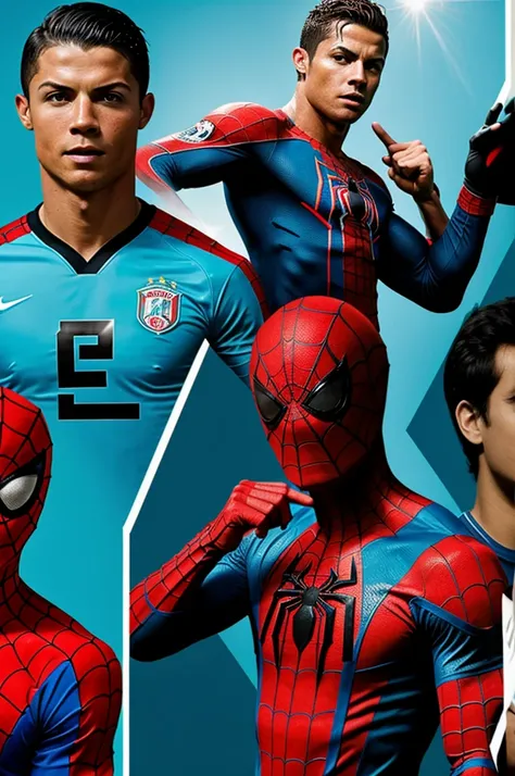 haz un collage de Sporting Cristal, Cristiano Ronaldo y Spiderman 