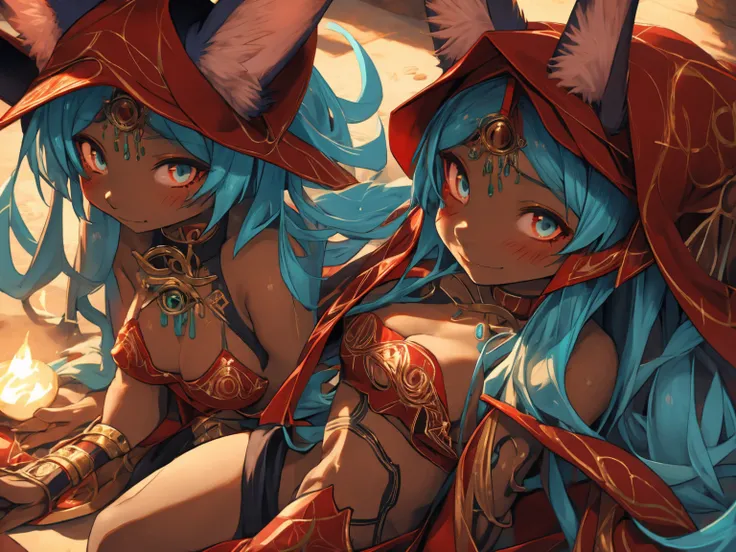 Miku Hatsune,Arabic, tanned skin, High Definition, kitsune ears, tribal tattoo, gorgerous girl, Small breasts add_detail, magician girl add_detail 