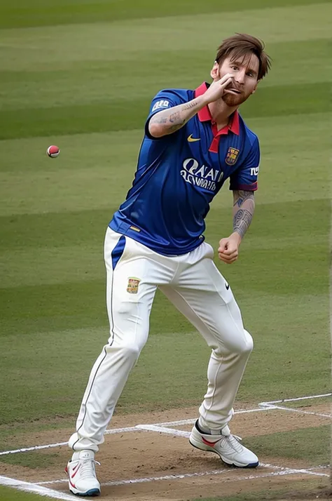 Messi playing cricket 