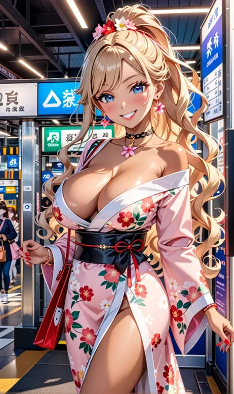 ultra-detailed, ((one girl)), (tan skin:1.6), in pastel colors gyaru, (heavy makeup), (professional lighting) hyper detailed, absurdres, 8K, Beautiful Face, (Laugh shyly), ((teasing smile:1.8)), ((Wink:1.7)), (Laugh with your mouth wide open),((Tilt your f...