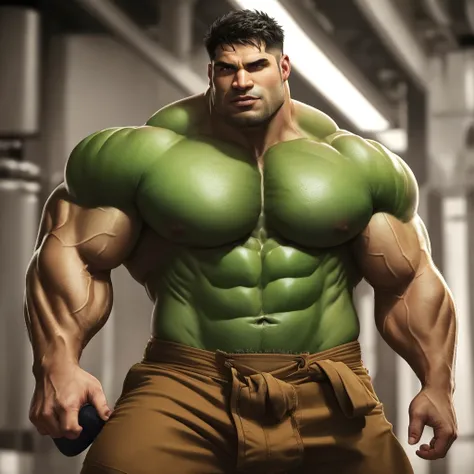 human with hulking muscles and a giant bulge