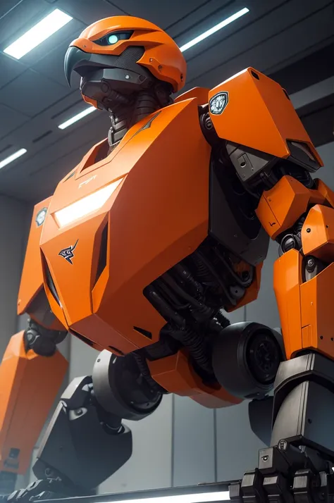 Big strong futuristic robot eagle orange color