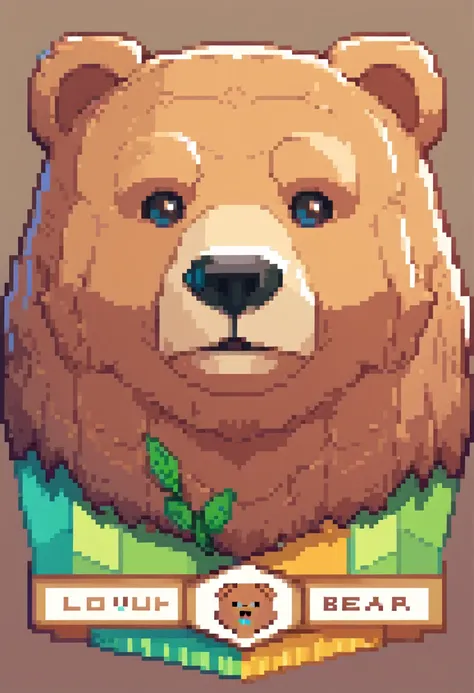 lowpoly style brown bear portrait,logo design,colorful,