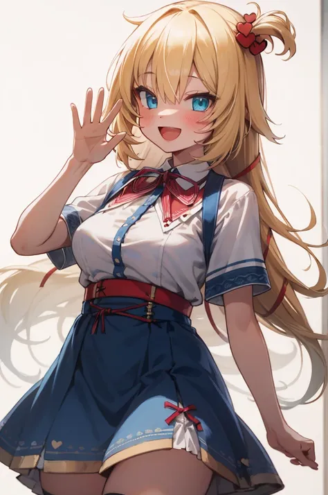 masterpiece, akai haato, hololive, 1girl, bangs, blonde hair, blue eyes, blush, breasts, collared shirt, hair between eyes, hair...