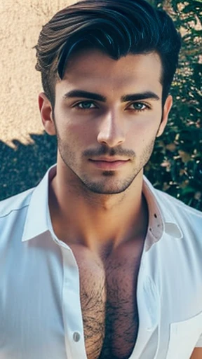 A beautiful young Italian man focus on face