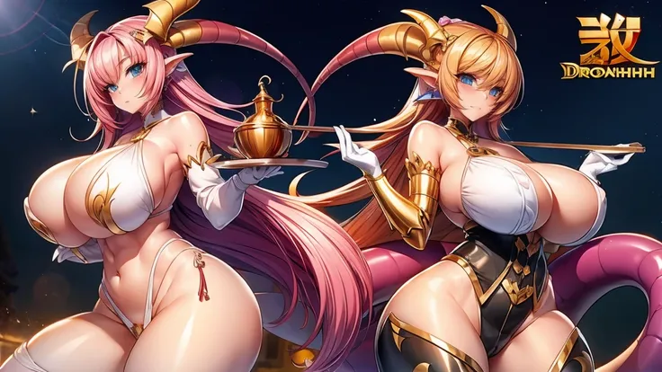 Dragon Horn，Dragon Tail，Bad milk，huge ，bent hips，Cute big breasts，