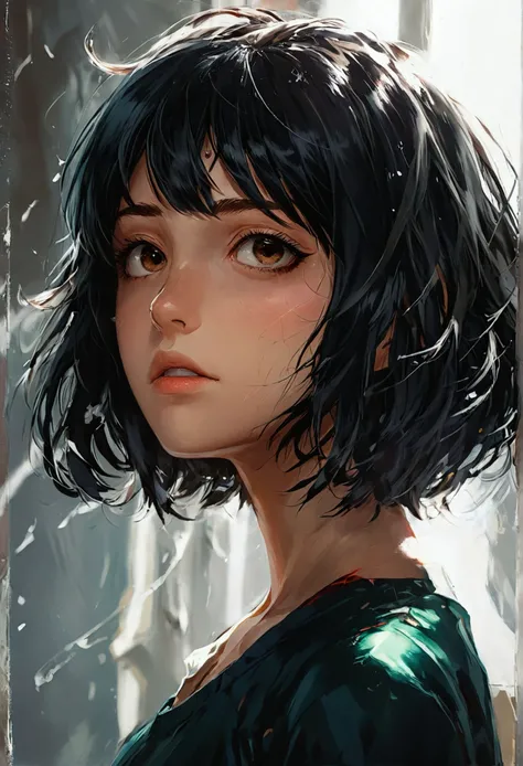 My hero academia girl with short Black hair and brown eyes