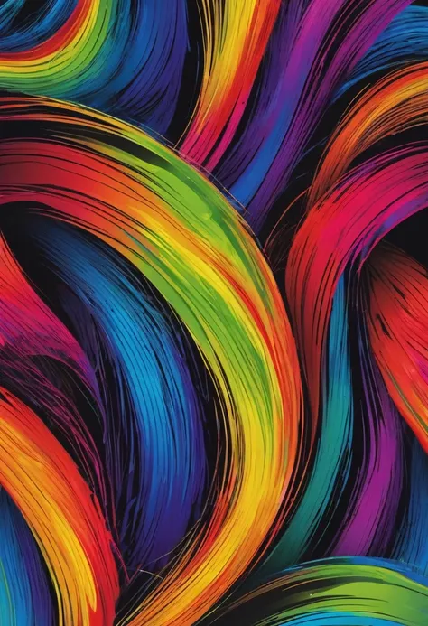 An abstract pattern in rainbow colors. A masterpiece of vector graphics,
Best quality and high resolution guaranteed,
Starke schwarze Strokes verschmelzen,
A fascinating work of art, devoured, Strokes 