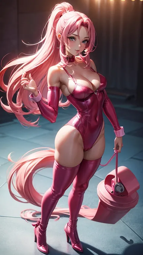 dentist costume,medium breasts, medium butt, Sculpted body, long pink hair,