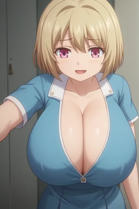 rating_explicit, ecchi anime screencap, score_8_up, score_7_up, score_6_up, score_5_up, 1 Oppai_loli girl, massively-gigantic breasts, bulging breasts, cleavage_bulge, overstuffed breasts, overly-tight top, Interdimensional portal behind her, Reality-Bendi...