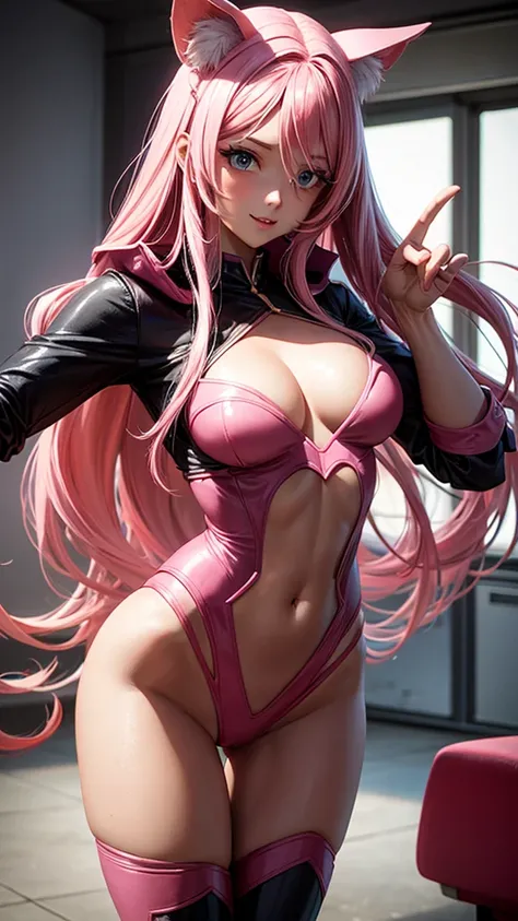 Cosplay dentista,medium breasts, medium butt, Sculpted body, long pink hair,