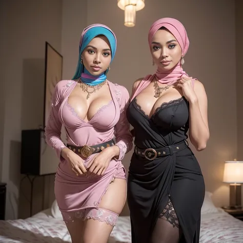 MalaysianIndonesian women naked, (topless, nude), plump saggy breasts, ((hijab)) (((uma loira, Uma ruiva,uma Afro americana,Uma morena,uma malay,uma mexicana, uma japonesa,e a outra negra))) (((naked and nude Woman with hijab style, hijab with sexy dress))...