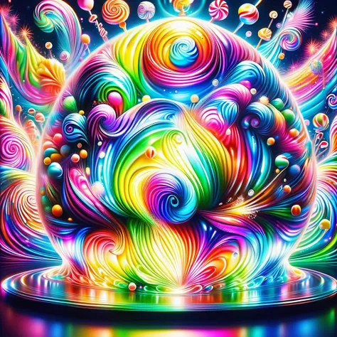 One girl, candyland, beautiful, vibrant colors candyland wonderland gouache swirls detailed Candy art style! Whimsical, playful and colorful! candy!!! 🍬🍭 candyland art!! 「Ultra-realistic and highly detailed、Very detailed, Digital Illustration &quot;Postmod...