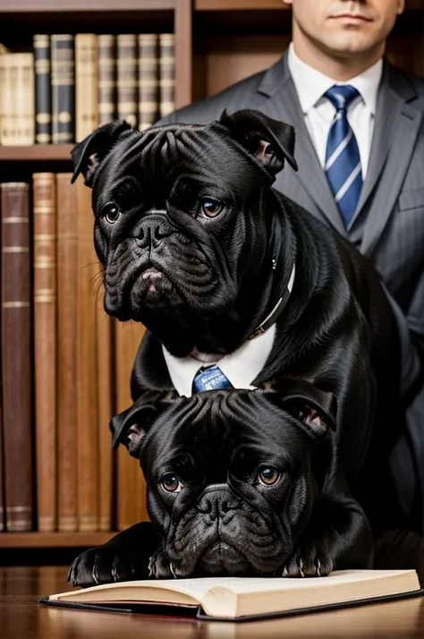 black bulldog as a lawyer 